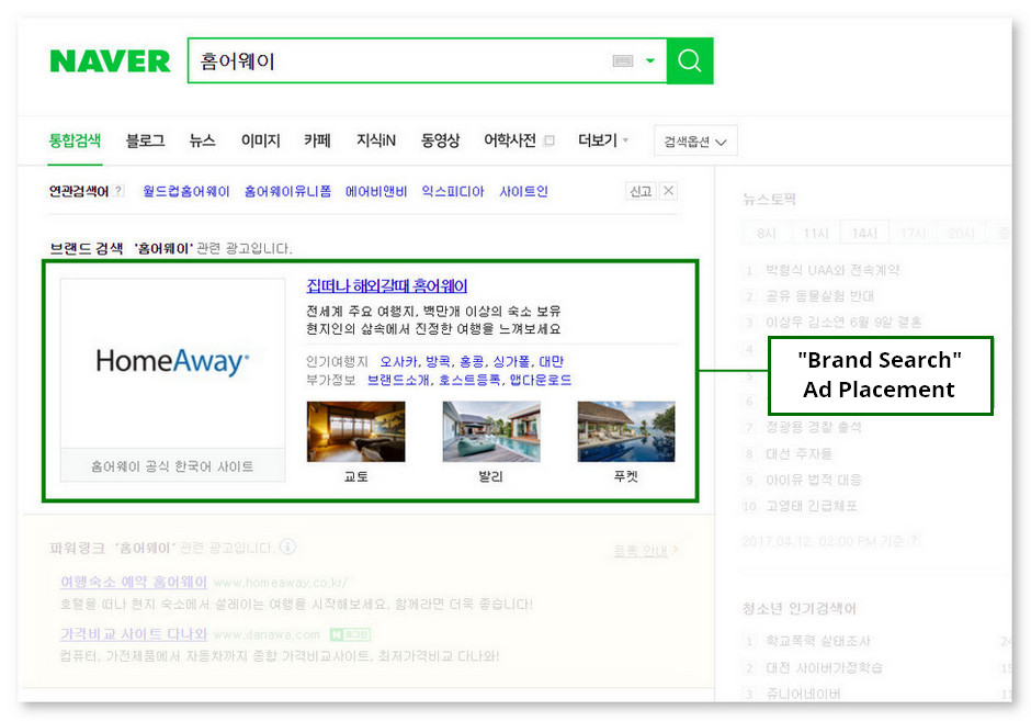 Article: Naver SEM 2017 - Brand Search Ad Example