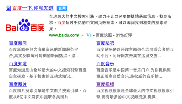 Baidu sitelinks checking