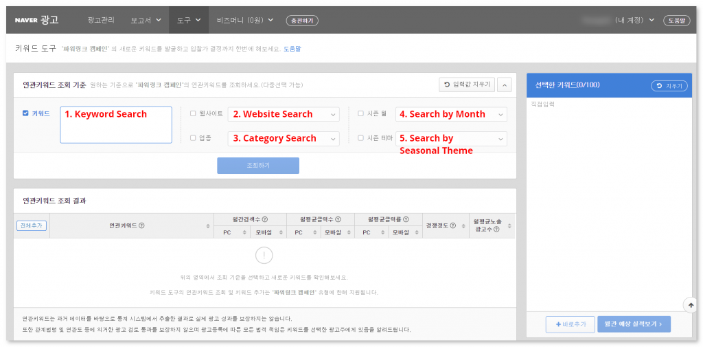 Naver Keyword Tool Search Types
