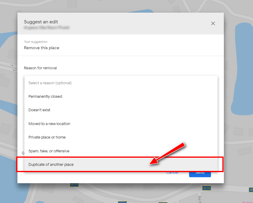 Suggest an Edit: Duplicate of Another Place