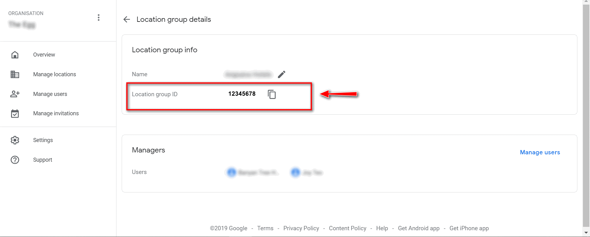 Locating a Location Group ID