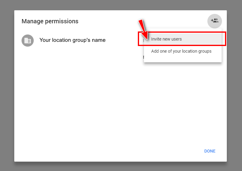 Manage Permissions: Invite New User