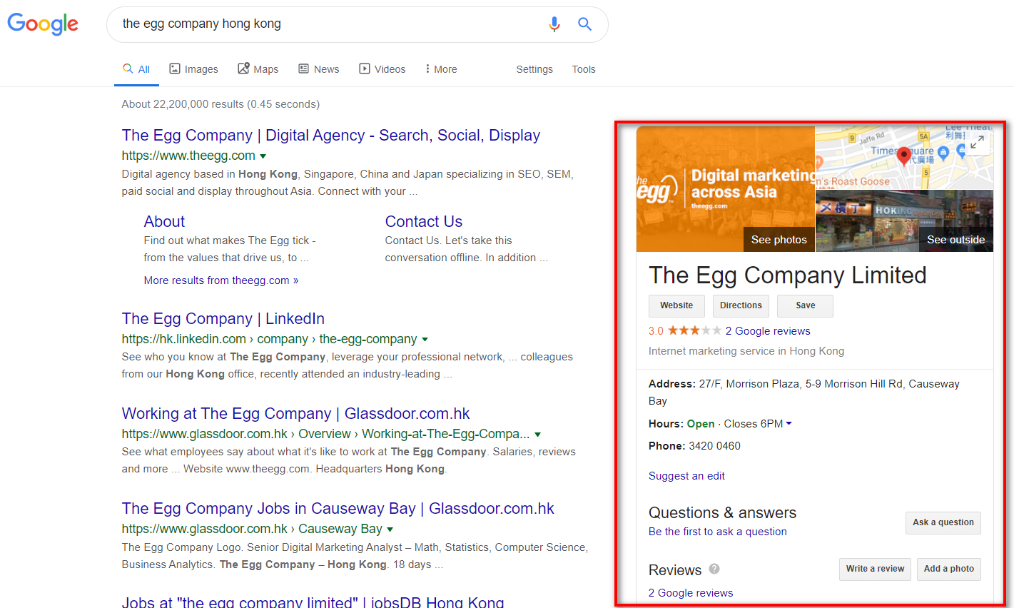 Google My Business Listing on the Knowledge Panel