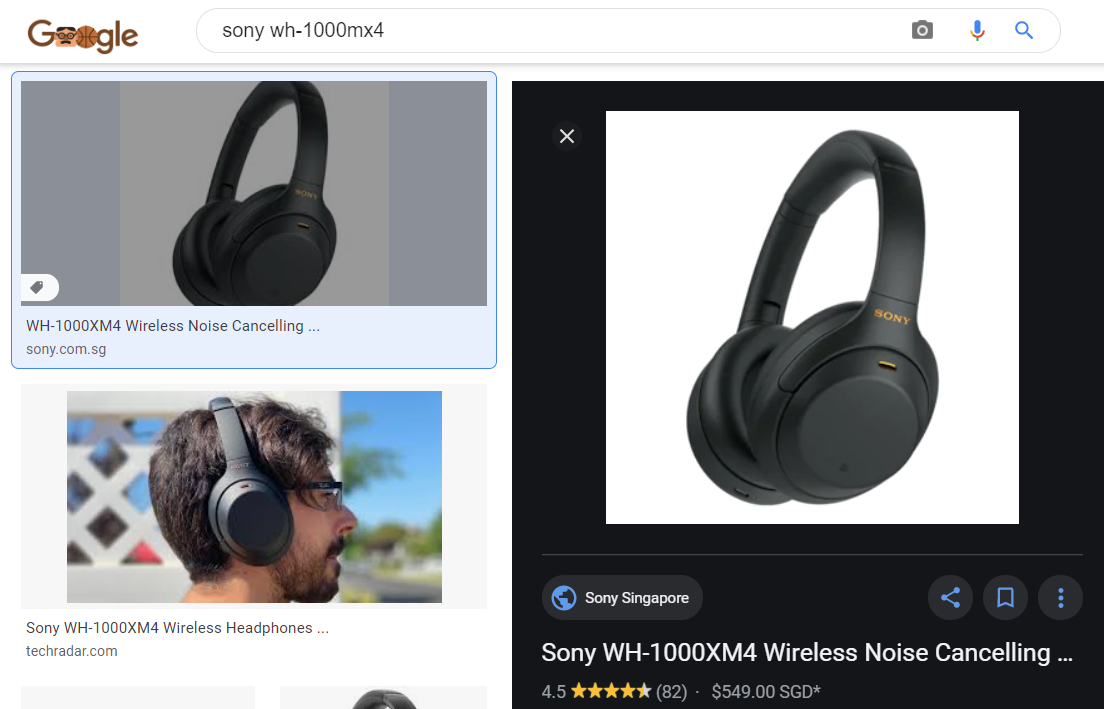 2. Google Image Search Result Example - Product Tag