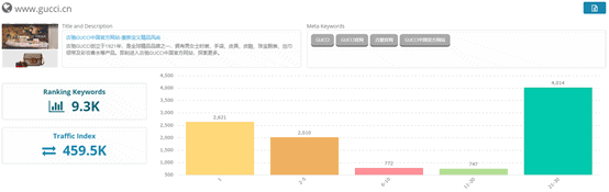 1. Keyword performance - Gucci official CN website