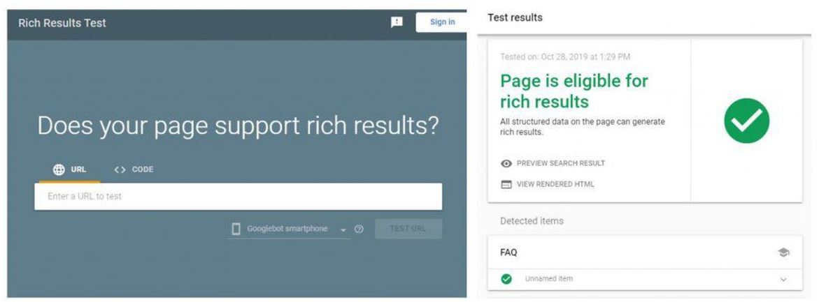 8. Google’s rich results test reveals whether your FAQ schema markup was setup correctly