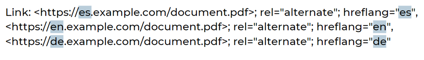 9. Example of hreflang tags implemented via HTTP headers