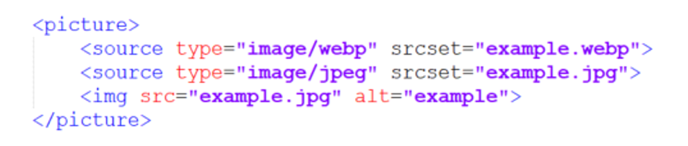 5. Specify sources of your image formats under HTML picture tag