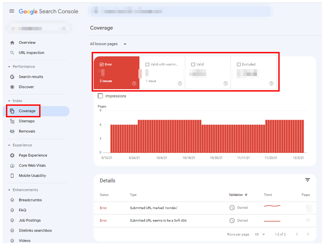 2. Google Search Console’s Index Coverage Report