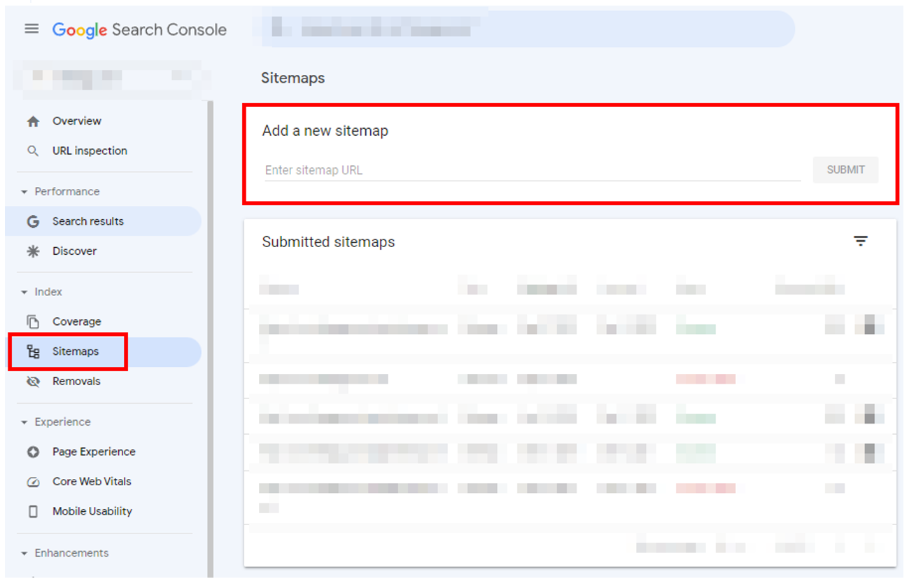 3. Google Search Console - Sitemap tool