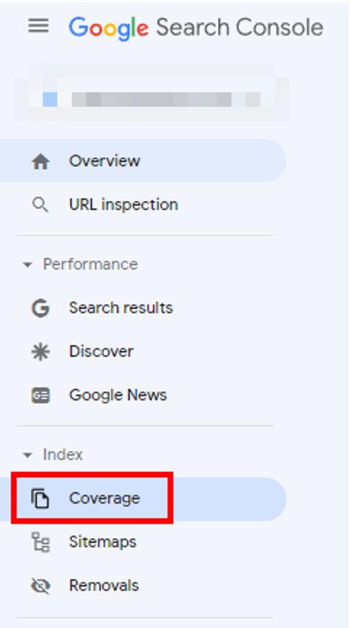 1. Access Google’s Index Coverage Report under the Coverage tab on your navigation panel