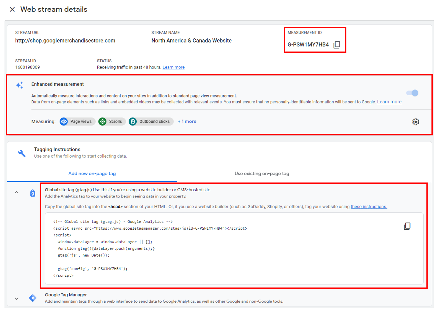 9. Google Analytics 4 - data Stream Settings