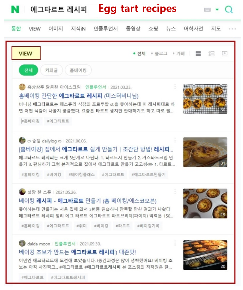 3. Google’s SERP for search term - “Egg tart recipes”