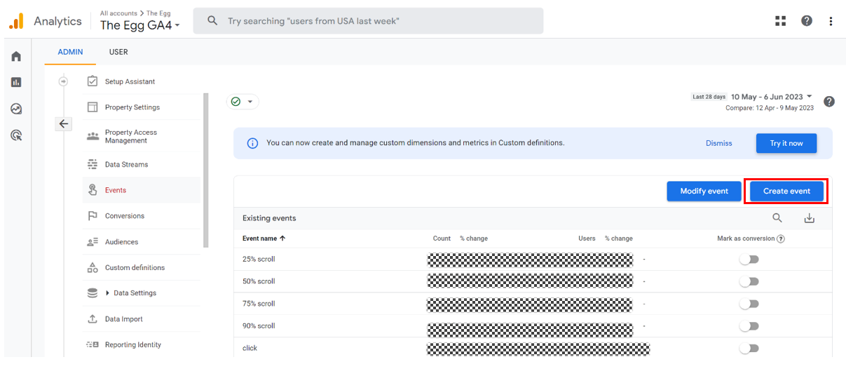3. GA4 - Click “Create Event”