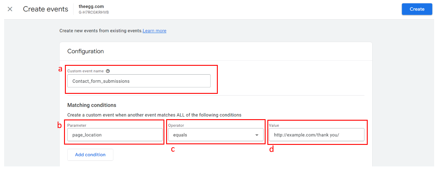 6. GA4 - Give your event a name and set your parameter(s)