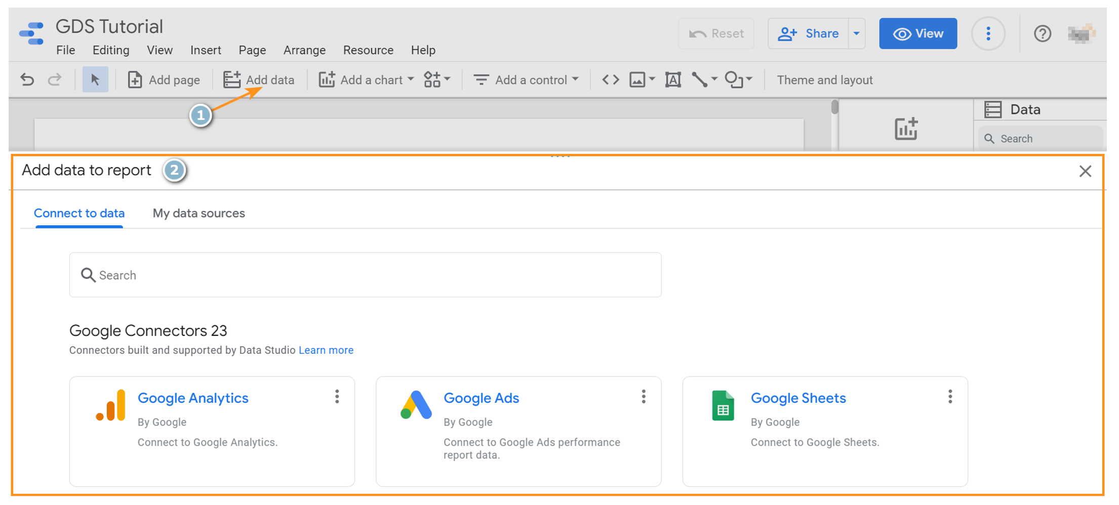 3. How to add a data source to your report on Google Data Studio