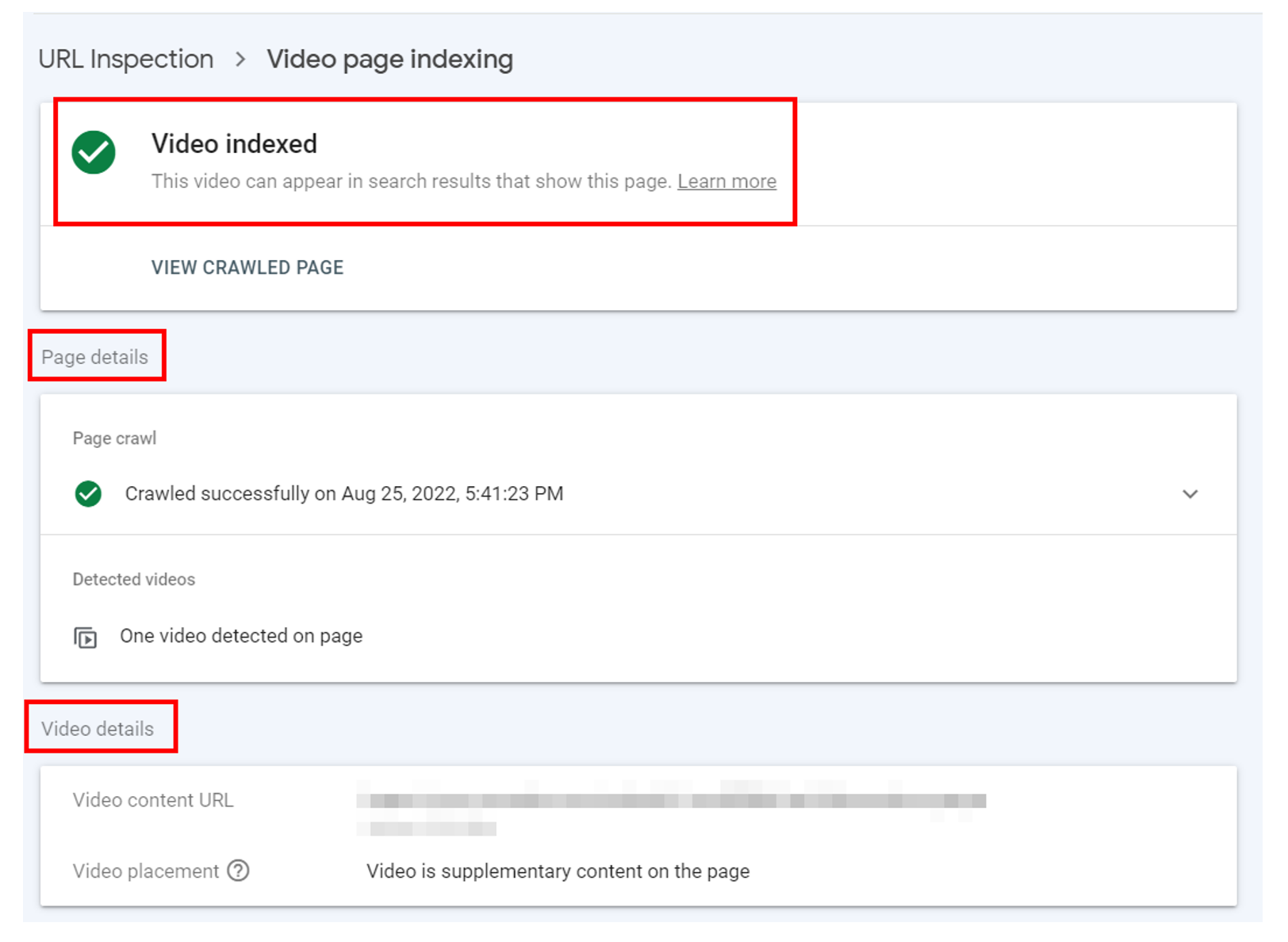 4. Google Search Console’s URL Inspection Tool - Video Page Indexing