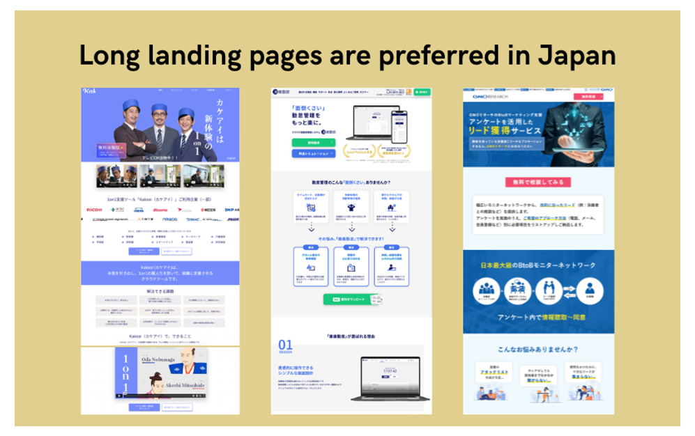 2. Japanese landing pages tend to be longer