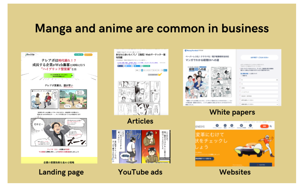 4. Manga and anime are popular online formats in Japan, even in a business context