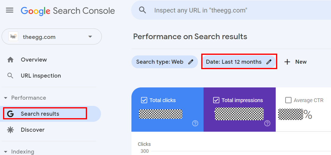 1. Navigate to the Search Results section (under Performance) on the left-side panel