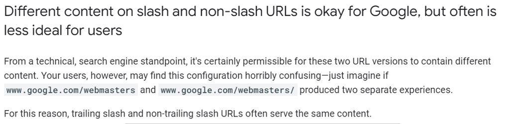 Google’s stand on Trailing Slash or No Trailing Slash