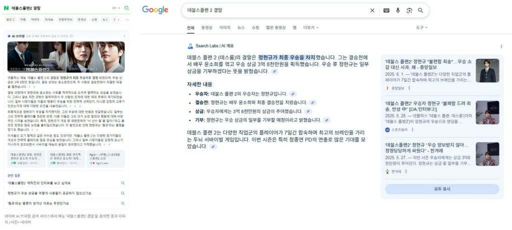 Naver AI Briefing and Google AI Overview